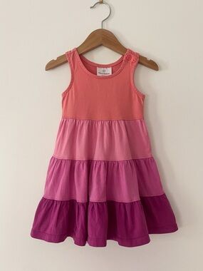 HANNA ANDERSSON VGUC Pink Ombré Tiered Colorblock Twirl Dress